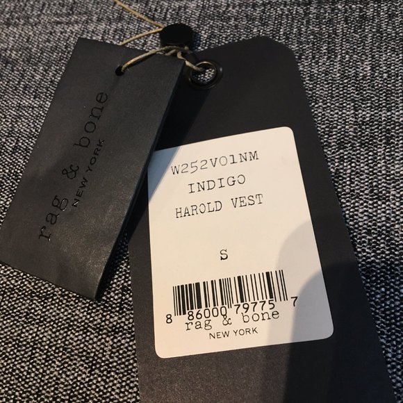 Indigo denim long vest/sleeveless coat by Rag & Bone, Small - Picture 6 of 7